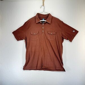 Kuhl Razr Short Sleeve Polo Outdoor Hiking Shirt Men Sz XL Brown